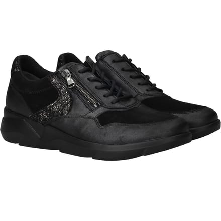Waldläufer K Funky Sneakers - Leer - Dames - Zwart - Maat 37