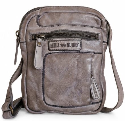 Hillburry Crossbody Gewassen Leer - Grijs - compact model - (bxhxd) ca. 17cm x 22cm x 4cm