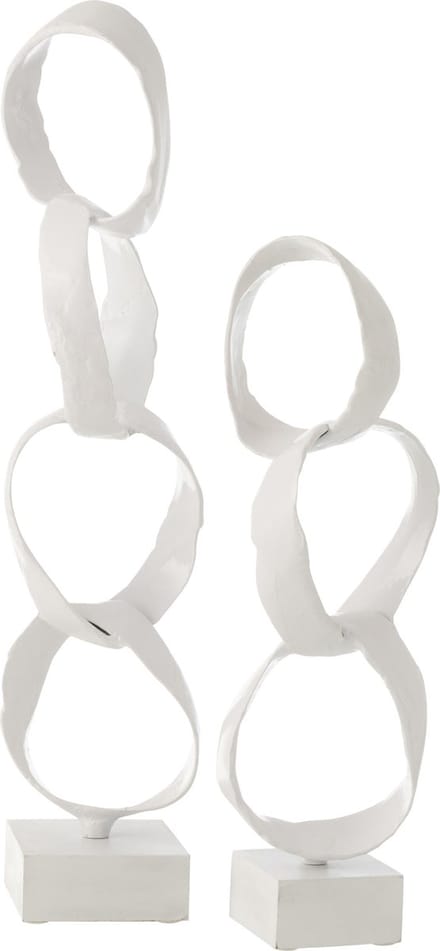 J-Line decoratie Figuur Ringen op voet - aluminium - wit - large
