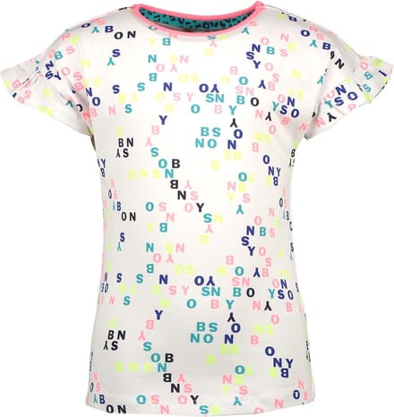 B.Nosy Meisjes T-shirt - white letter - Maat 146/152