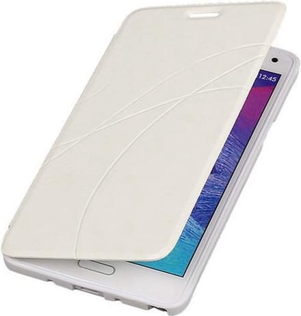 TPU Samsung Galaxy Note 4 Booktype Lijn Motief Hoesje Wit