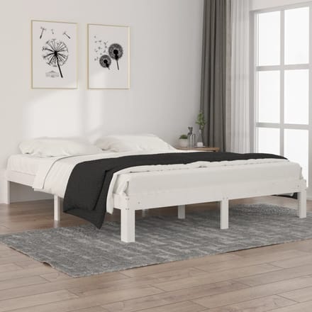 vidaXL - Bedframe - massief - grenenhout - wit - 160x200 - cm