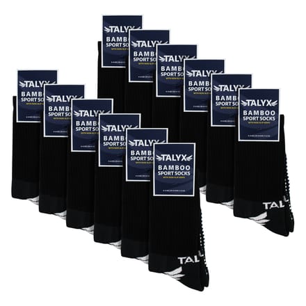 12-Pack Heren Bamboo Crew Grip Sokken | Versterkte Hak & Toes Soft Antislip Sokken