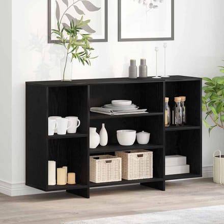 vidaXL - Dressoir - Zwart - Eiken - 120 - x - 30 - x - 75 - cm - Bewerkt - hout