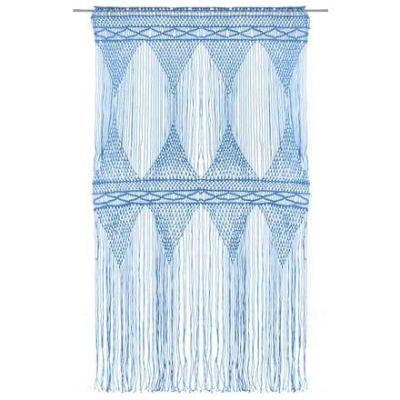 vidaXL - Gordijn - macramé - 140x240 - cm - katoen - blauw