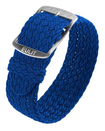 EULIT horlogeband - perlon - 20 mm - blauw - metalen gesp