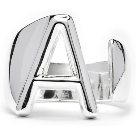 Ring - LUXENTER - Alfabet - Verstelbare maat - Letter A - Rhodium verguld grijs