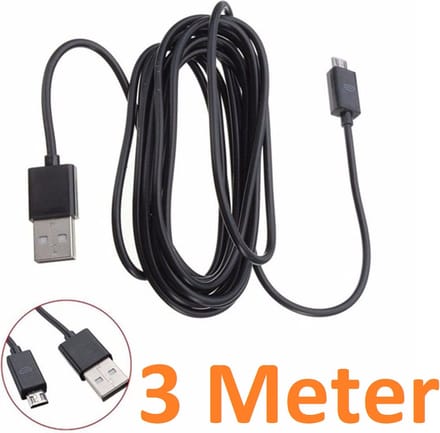 3 Meter Geschikt voor: Micro Usb kabel oplaadkabel Geschikt voor: Alcatel / LG / Motorola / Samsung / Huawei / Sony / E-reader Kobo / Playstation 4 Game Controller PS4 - Zwart
