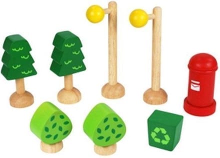 Poppenhuis accessoires - Lantaarnpalen, brievenbus en bomenset*
