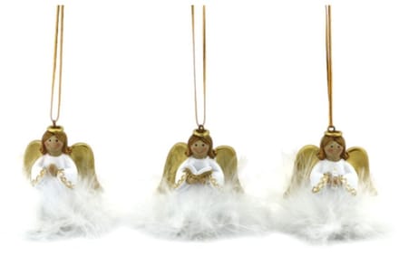 Ornament - Angel - Ester - Wit met Goud - 3 Stuks