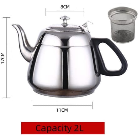 Bouilloire à thé en acier inoxydable 1,2 L/1,5 L/2 L - Pour cuisinière à gaz, induction, camping, maison