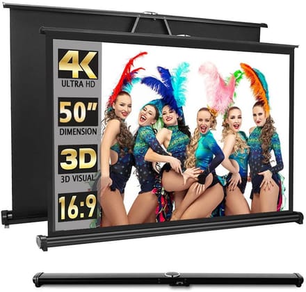 Draagbaar 50 Inch Projectiescherm Intrekbaar Tafelmodel 16:9