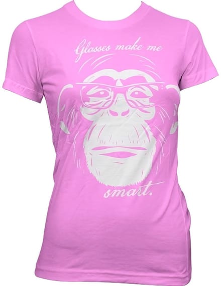Hybris Glasses Makes Me Smart Girly T-shirt voor dames, roze