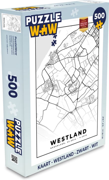Puzzel Kaart - Westland - Zwart - Wit - Legpuzzel - Puzzel 500 stukjes