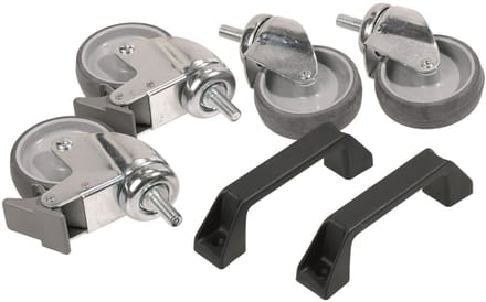 Raaco Set van 4 zwenkwielen + handgreep H&C-BRAK