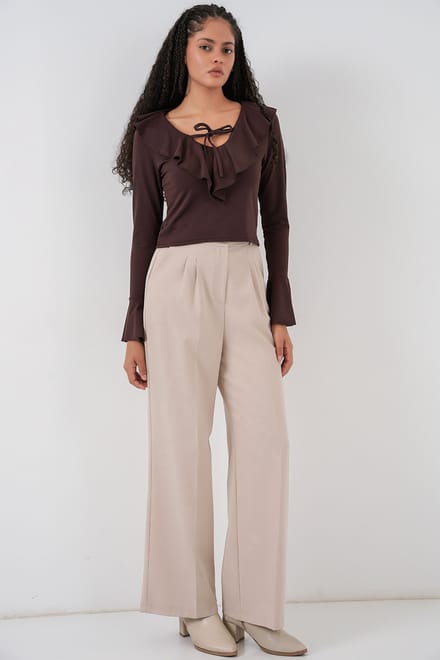 Rimpel V-hals Korte Blouse