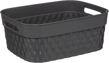 5Five Opbergmand/box van kunststof - grijs - 21 x 27 x 11 cm - 5 liter