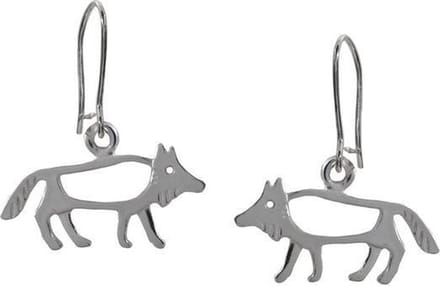 Oorbellen, hang, Kleine zilveren wolf