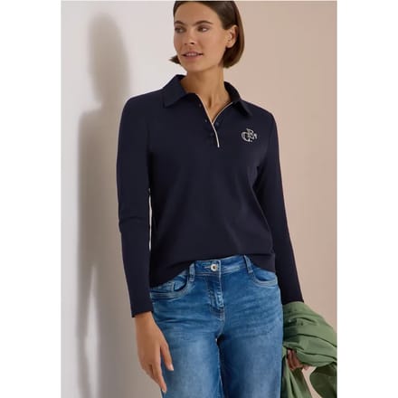 Poloshirt met lange mouwen en knopen