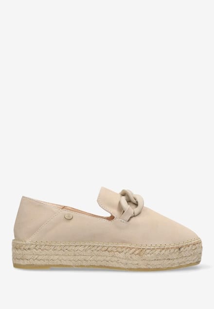 Fred De La Bretoniere - June Chain Espadrille Suède Taupe - Maat 36