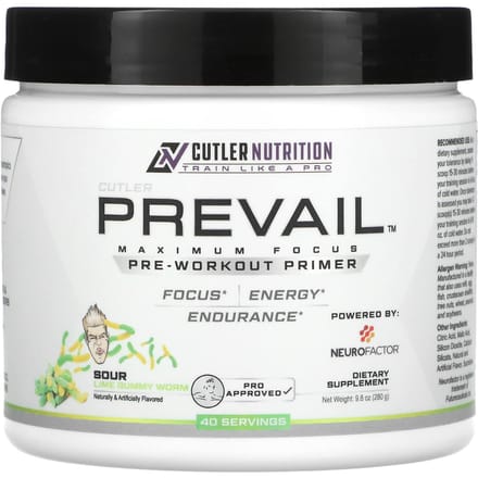 Cutler Nutrition, Prevail, Pre-Workout Primer, Zure Limoen Gummies, 9.8 oz (280 g)