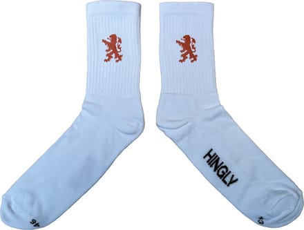 Hingly Crew socks Wit met Oranje Leeuw, 2 paar, maat: 43-46