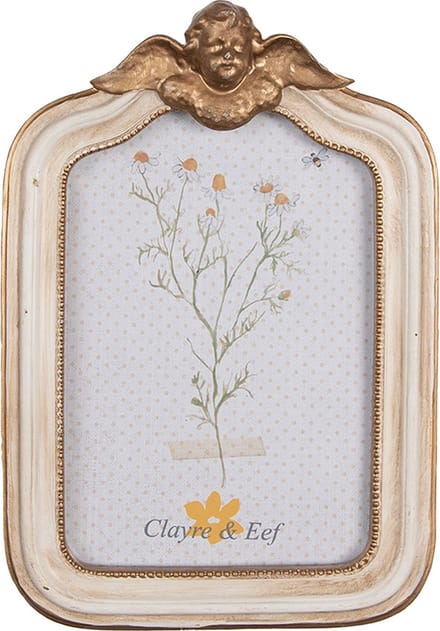 Clayre & Eef Fotolijst 10x15 cm Beige Goudkleurig Polyresin