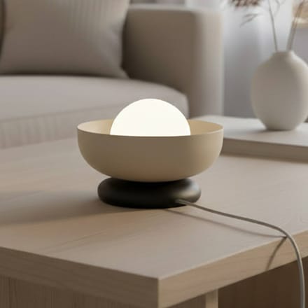 EMIBIG LIGHTING Tafellamp Ozzy LN1, beige, staal/glas, hoogte 13 cm, G9