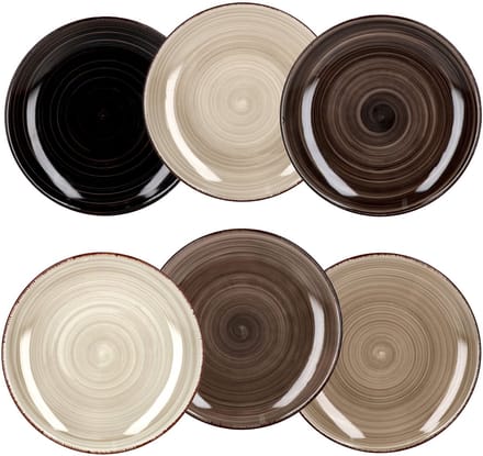 Set van 6 taart dessertborden Grijs 19,5cm