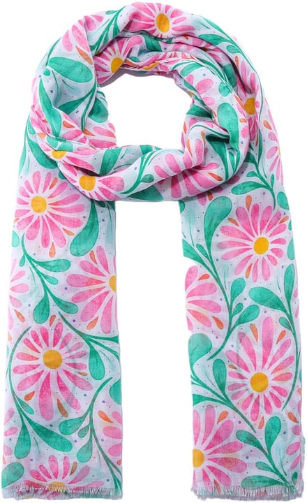 Emilie scarves - sjaal - bloemenprint - lang - Roze - groen