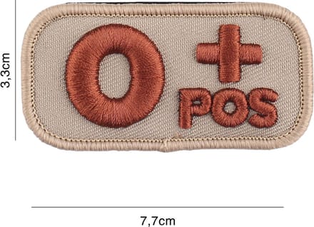 Embleem stof bloedgroep O+positief coyote