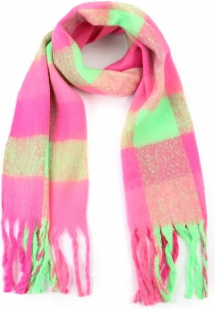 Bijoutheek Sjaal (Fashion) Blokken Fuchsia