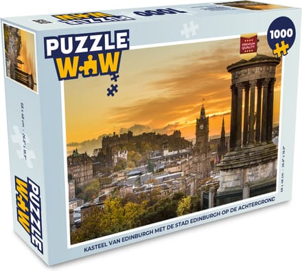 Puzzel Kasteel van Edinburgh met de stad Edinburgh op de achtergrond - Legpuzzel - Puzzel 1000 stukjes volwassenen