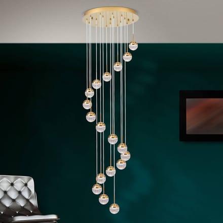 ORION LED hanglamp Ball 18-lamps, goud/crème