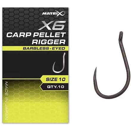Matrix X6 Carp Pellet Rigger Eyed-Barbless (10 pcs) - Maat : 14
