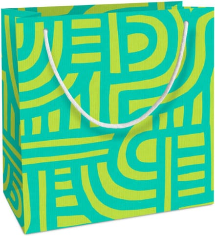 Tasje 20x21x8cm, Fantasie Kraftpapier Labyrinth Groen
