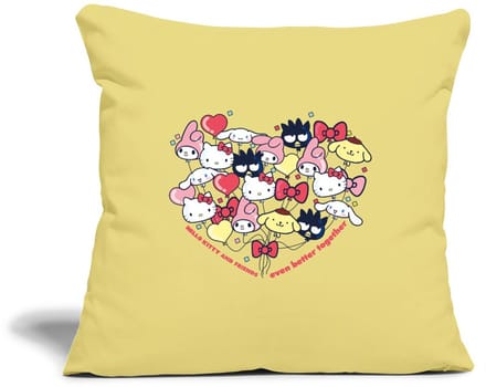 Hello Kitty En Vrienden Ballonnen In Hartvorm Sierkussenhoes, 45 x 45 cm