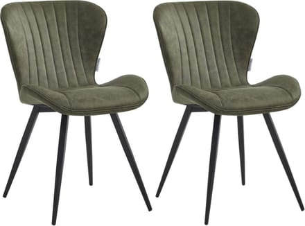 Colenis® - Star Eetkamerstoel - Set van 2 - Groen - Microvezel - Microfiber - Industrieel - Design - Eetkamerstoelen - Stoel