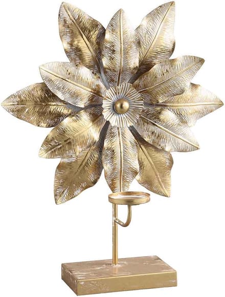 PTMD Xandro Theelichthouder Bloemen - 45 x 16 x 55 cm - Metaal - Goud