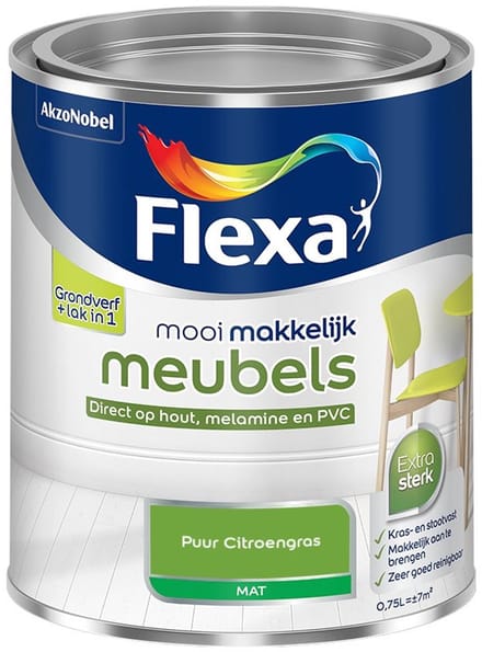 Flexa - Mooi Makkelijk Meubels Mat - Puur Citroengras - Mengverf - 750 Ml