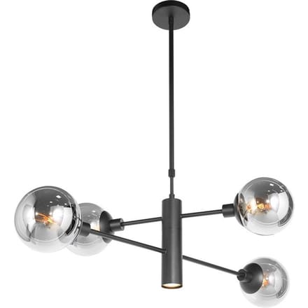 Hanglamp Constellation 3804ZW Zwart met onderlicht - Medium, Draaibaar en Uitschuifbaar, Kunststof/Metaal, Steinhauer