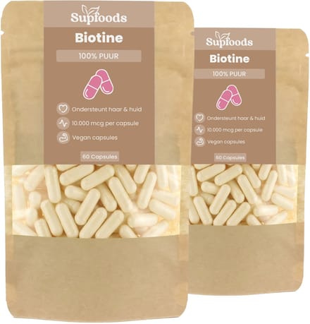 Biotine Capsules 10.000 mcg - 120 Capsules - Hooggedoseerd Vitamine B8 Supplement
