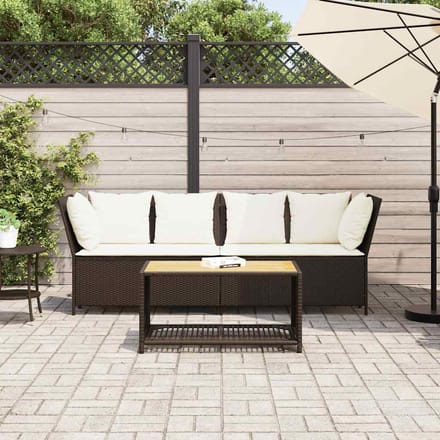 vidaXL - Tuinbank - met - kussens - poly - rattan - bruin