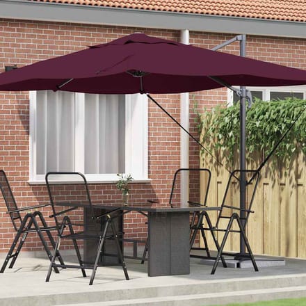 vidaXL - Parasol - 351 - x - 250 - x - 260 - cm - Polyester - en - Aluminium - Bordeaux - Rood