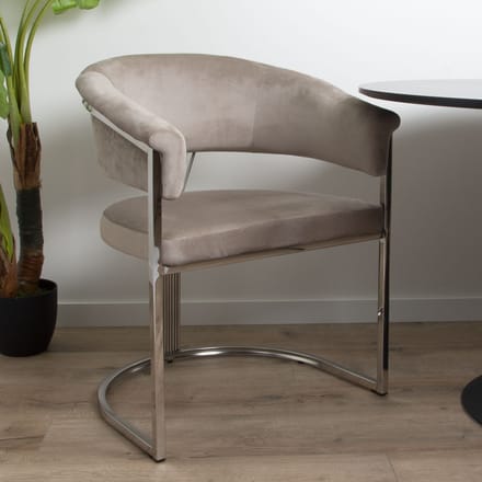 Milton & Oldbrook Velvet Eetkamerstoel Valletta Taupe - Zilver