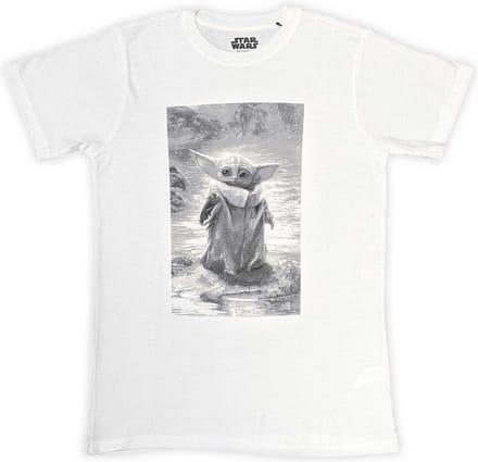 Disney Star Wars - The Mandalorian Grogu B&W Heren T-shirt - M - Wit