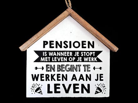 Tekstbord - Pensioen - Hangbord - touw