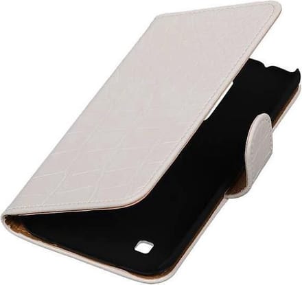 Croco Bookstyle Wallet Case Hoesjes Geschikt voor LG K7 Wit