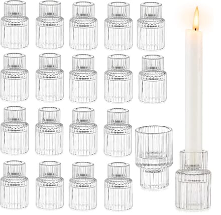 Dailygoods- Kandelaar Set Van 20 - Glazen Kandelaar Houder