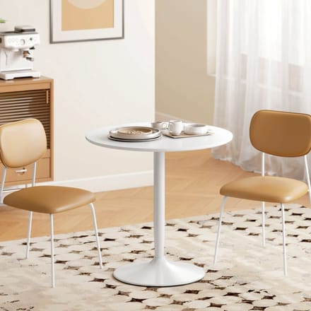 REDOM - Eettafel - Rond Blad - Modern - Voor Keuken Of Eethoek - MDF En Staal - Wit - Ø80 X 75 Cm